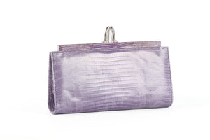 CHRISTIAN LOUBOUTIN PURPLE MISS LOUBI LIZARD CLUTCH