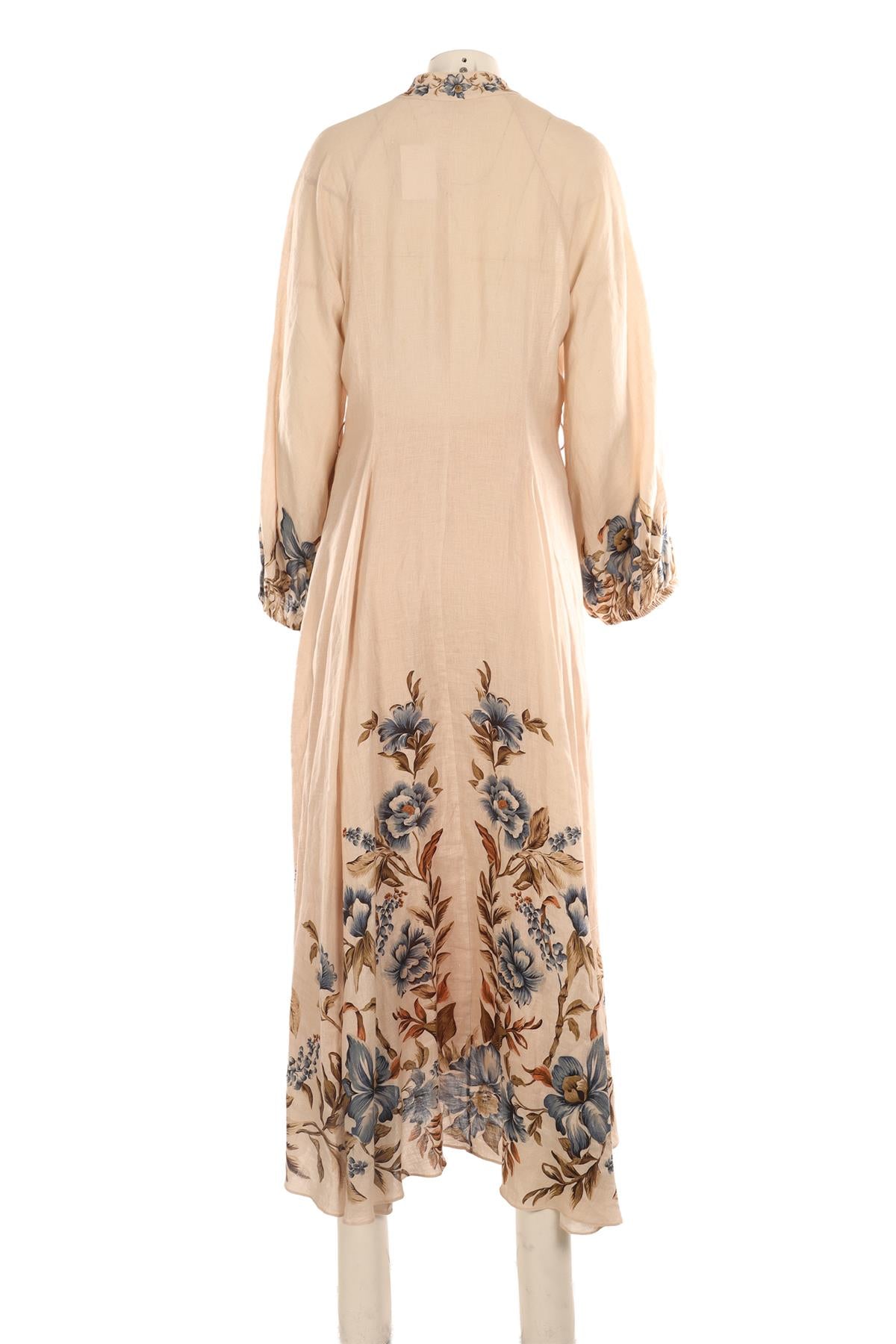 ZIMMERMANN BEIGE LINEN MAXI DRESS 3 UK 14 US 10