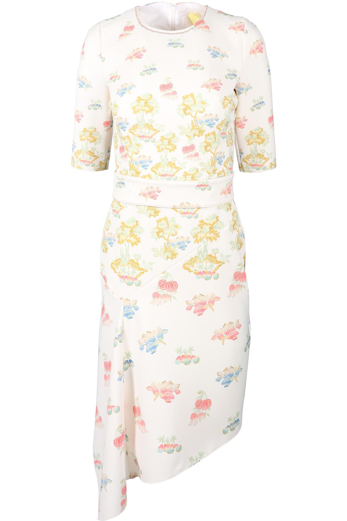 PETER PILOTTO WHITE BELTED CREPE MIDI DRESS UK 8