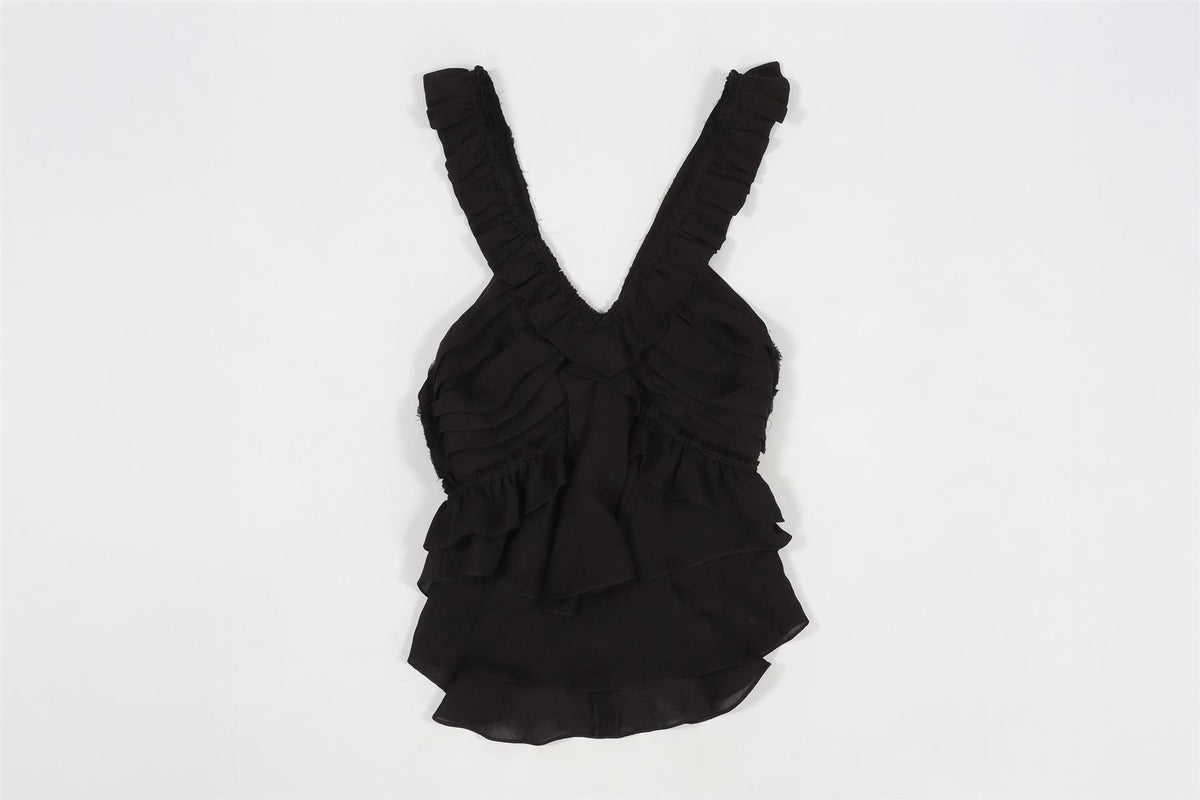 ISABEL MARANT BLACK SILK TOP FR 36 UK 8
