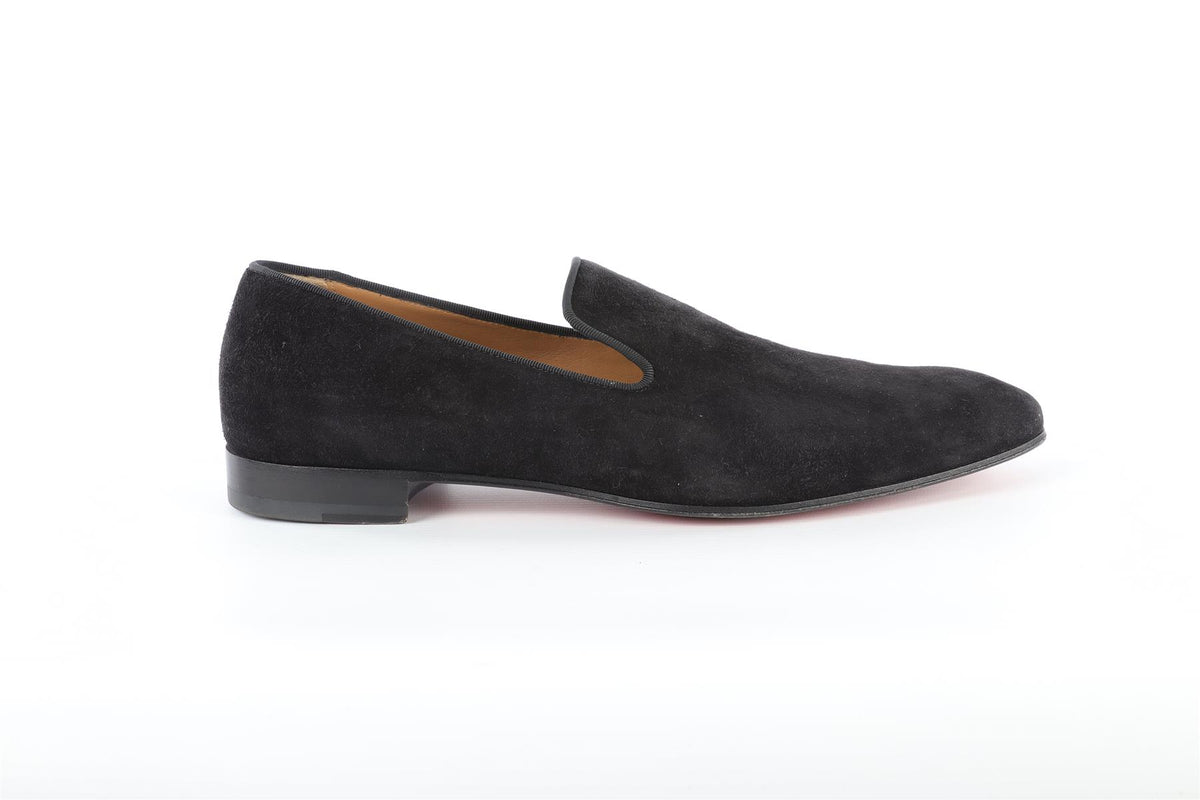 CHRISTIAN LOUBOUTIN BLACK MEN'S SUEDE LOAFERS EU 44 UK 10 US 11
