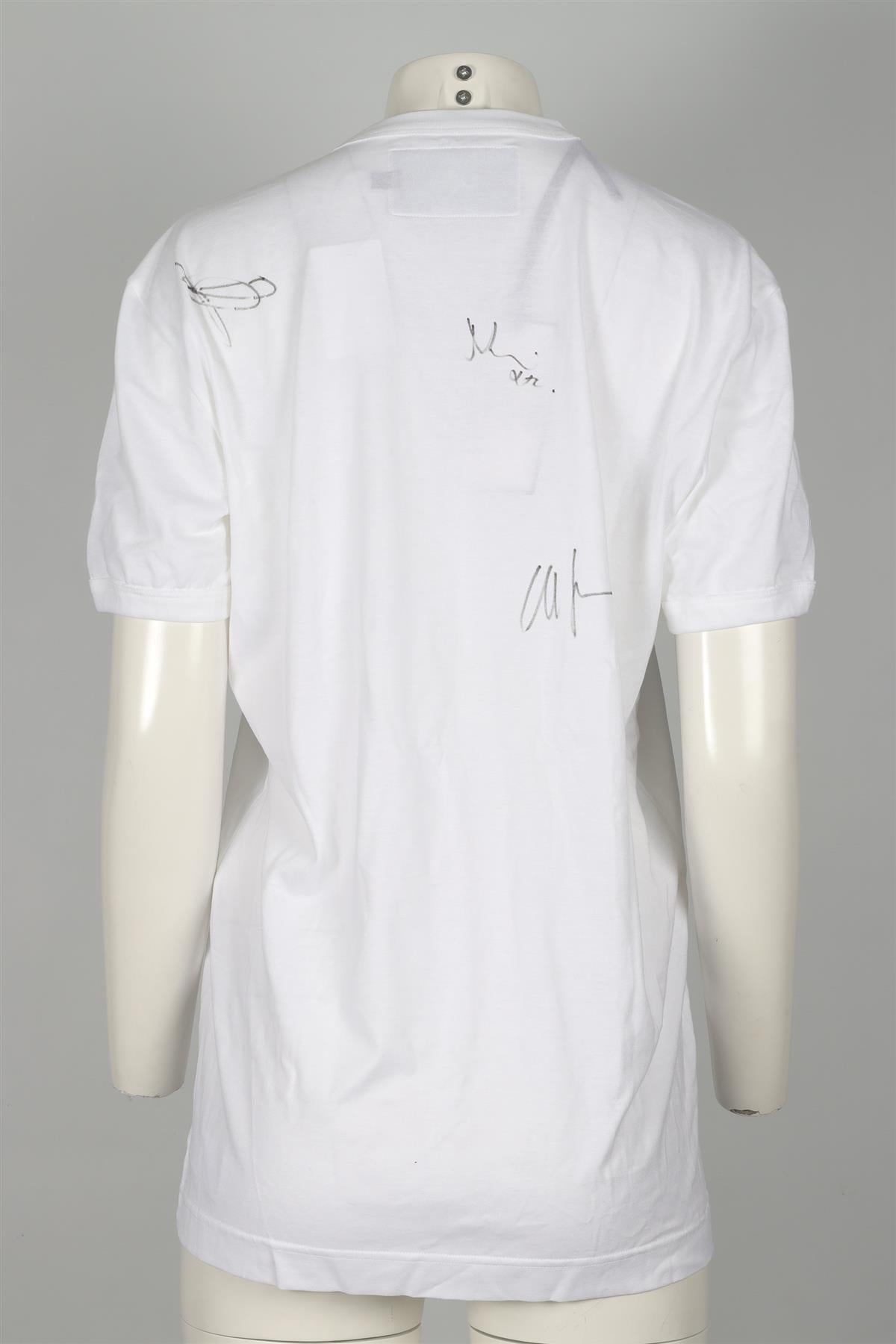 DOLCE & GABANNA FOR NAOMI CAMPBELL WHITE AUTOGRAPH COTTON T-SHIRT LARGE