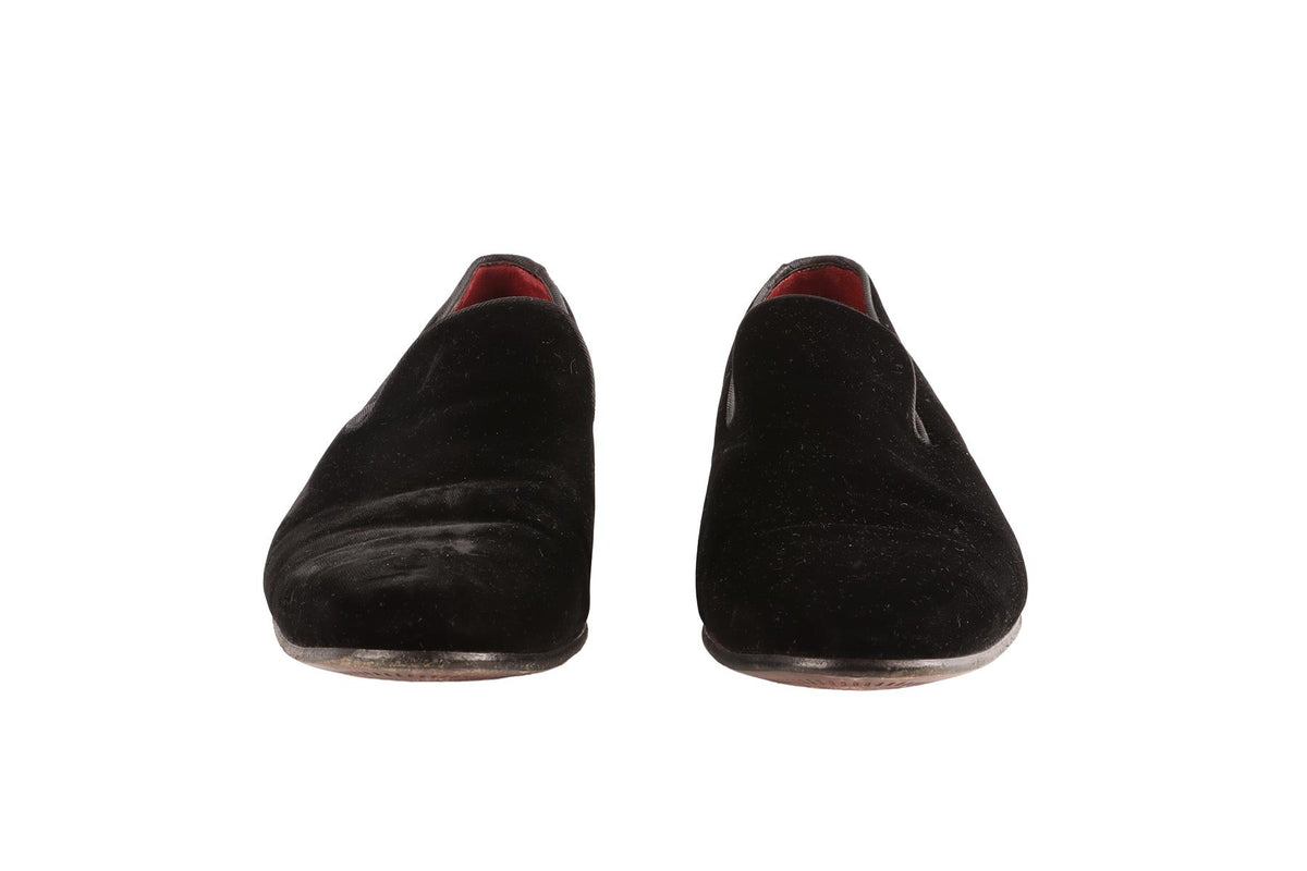 DOLCE & GABBANA BLACK MEN'S VELVET LOAFERS IT 42 UK 8