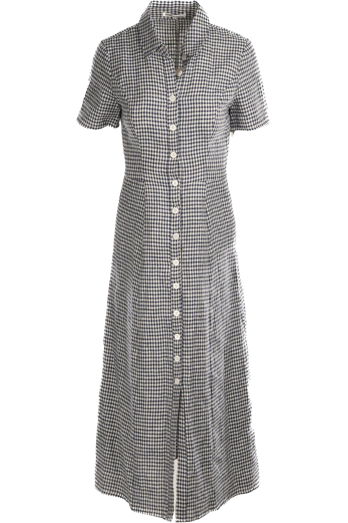 REFORMATION BLUE LINEN MAXI DRESS US 2 UK 6