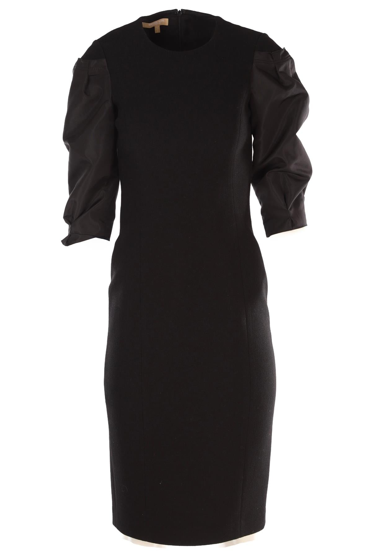 MICHAEL KORS COLLECTION BLACK WOOL MIDI DRESS US 2 UK 6