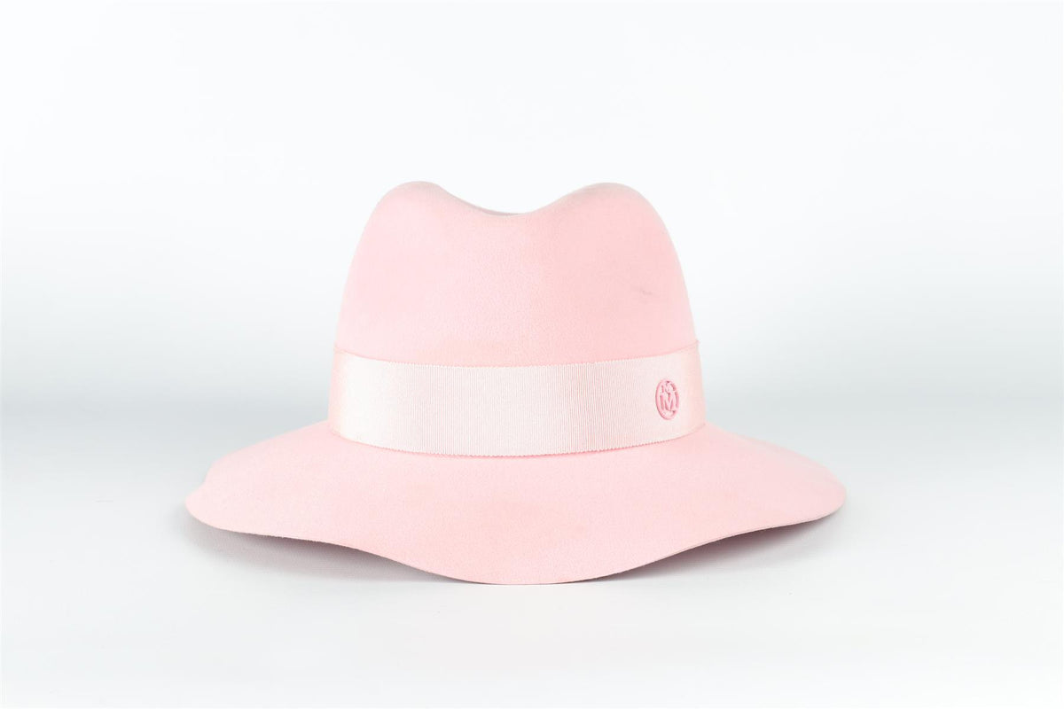 MAISON MICHEL PINK FELT FEDORA HAT LARGE