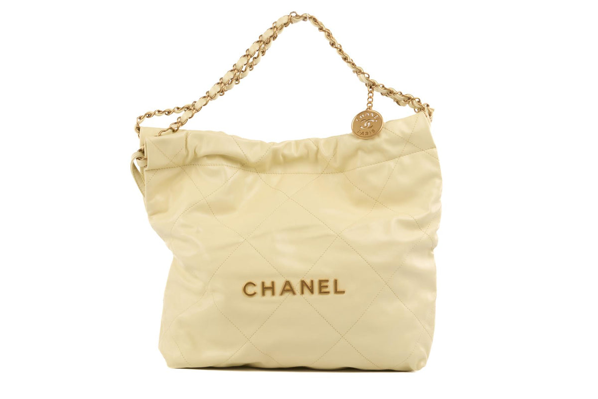 CHANEL YELLOW 2023 22 SMALL QUILTED LEATHER SHOULDER BAG