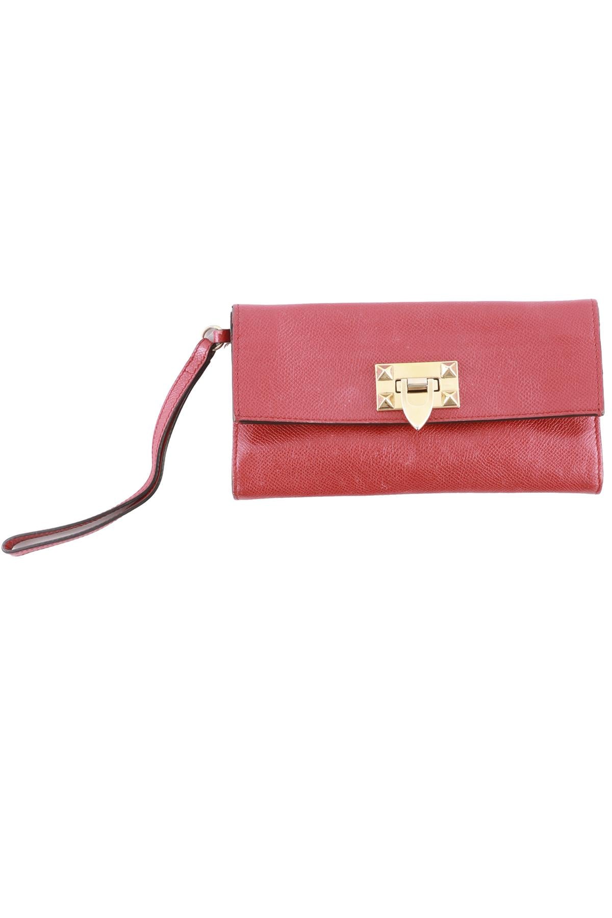 VALENTINO GARAVANI RED ROCKSTUD LEATHER WALLET