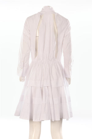 ALAÏA WHITE COTTON MIDI DRESS FR 36 UK 8