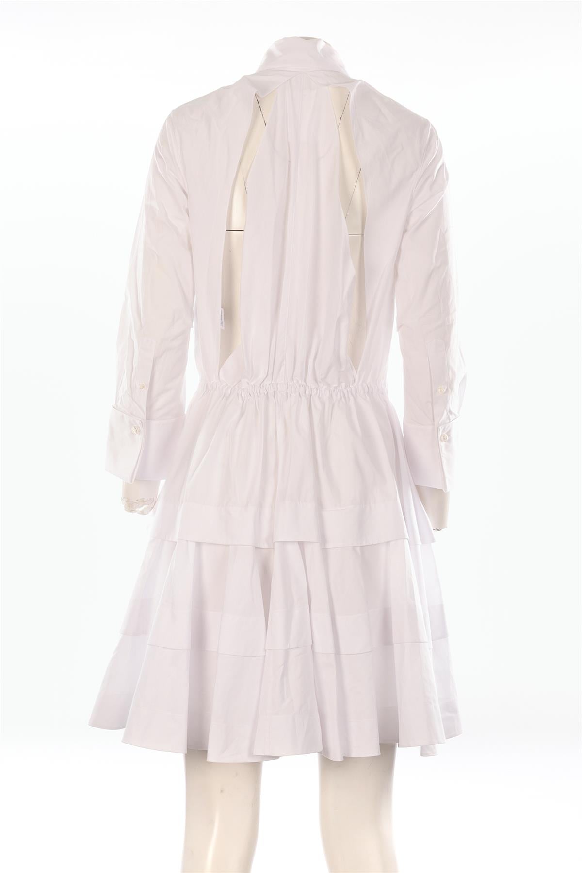 ALAÏA WHITE COTTON MIDI DRESS FR 36 UK 8