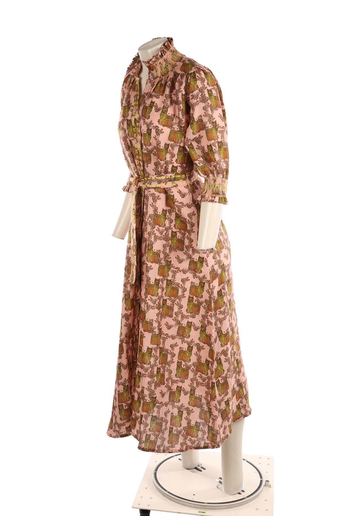 MUZUNGU SISTERS PINK LINEN MAXI DRESS SMALL