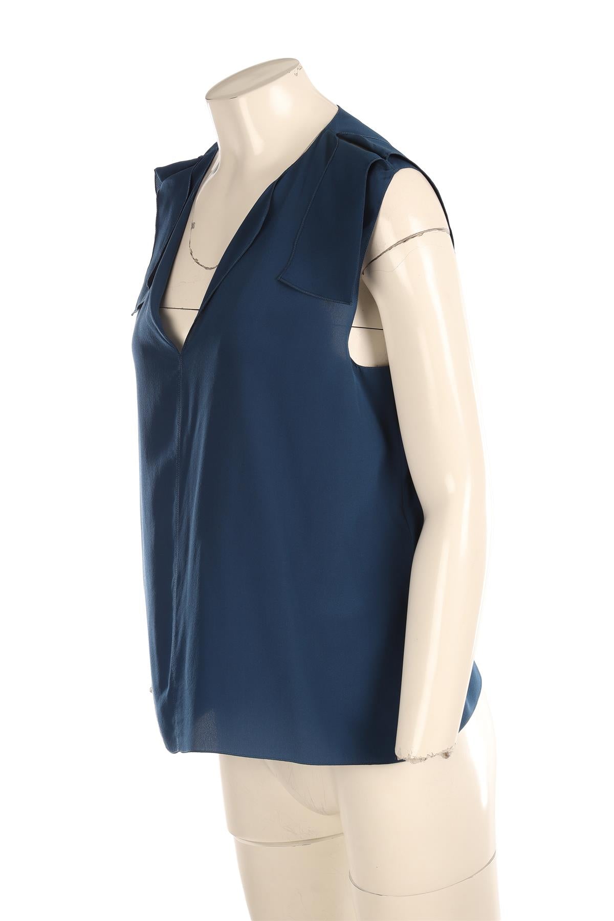 CHLOÉ BLUE SILK TOP FR 42 UK 14
