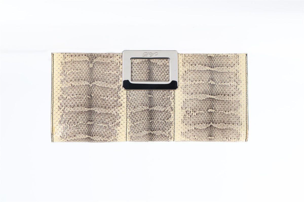 ROGER VIVIER BEIGE BELLE SNAKESKIN CLUTCH