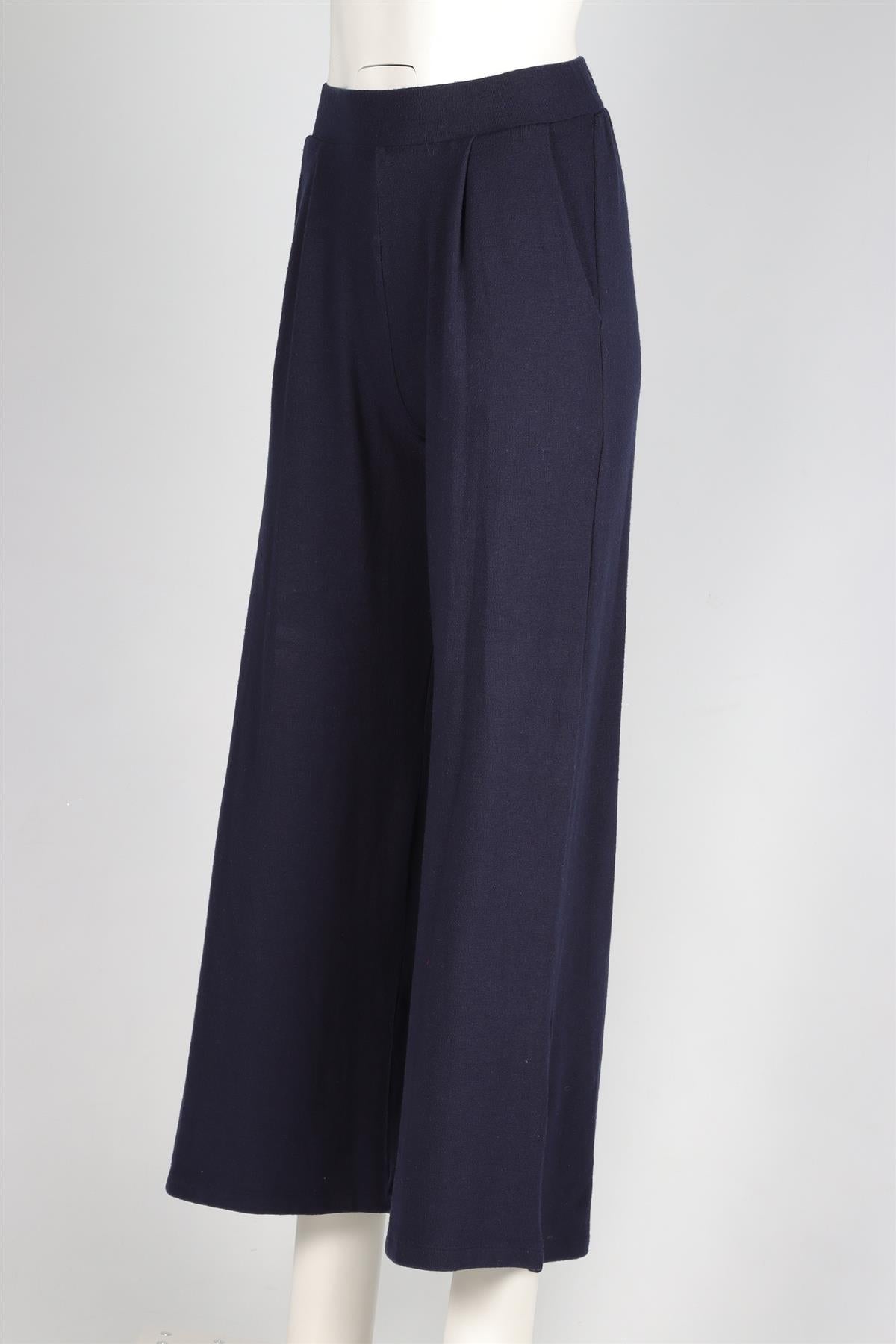 LESET NAVY JERSEY WIDE LEG PANTS XSMALL