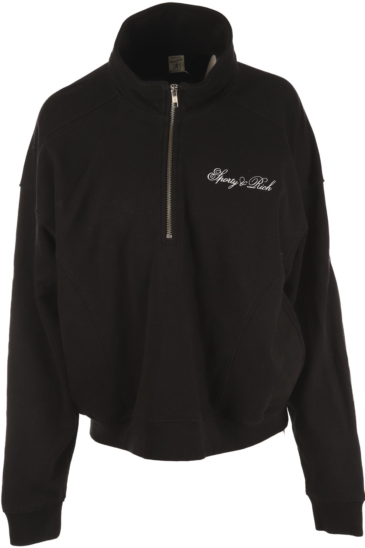 SPORTY & RICH BLACK COTTON SWEATSHIRT MEDIUM