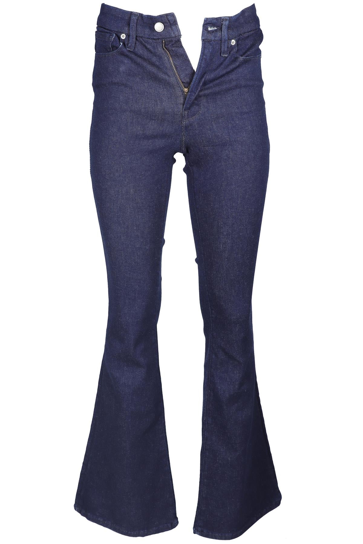 GOOD AMERICAN NAVY HIGH RISE FLARED JEANS US 00-4 UK 2-8