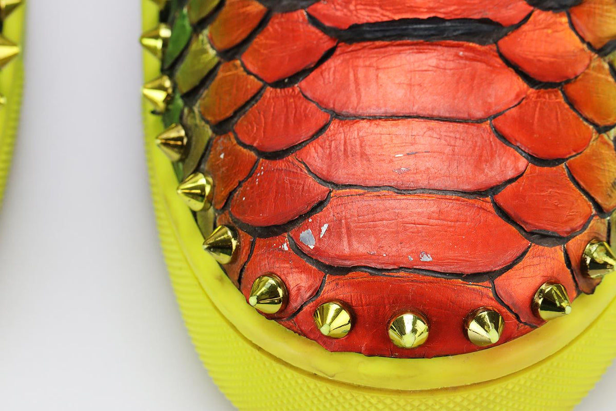 CHRISTIAN LOUBOUTIN MEN'S STUDDED PYTHON SLIP ON SNEAKERS EU 43.5 UK 9.5 US 10.5