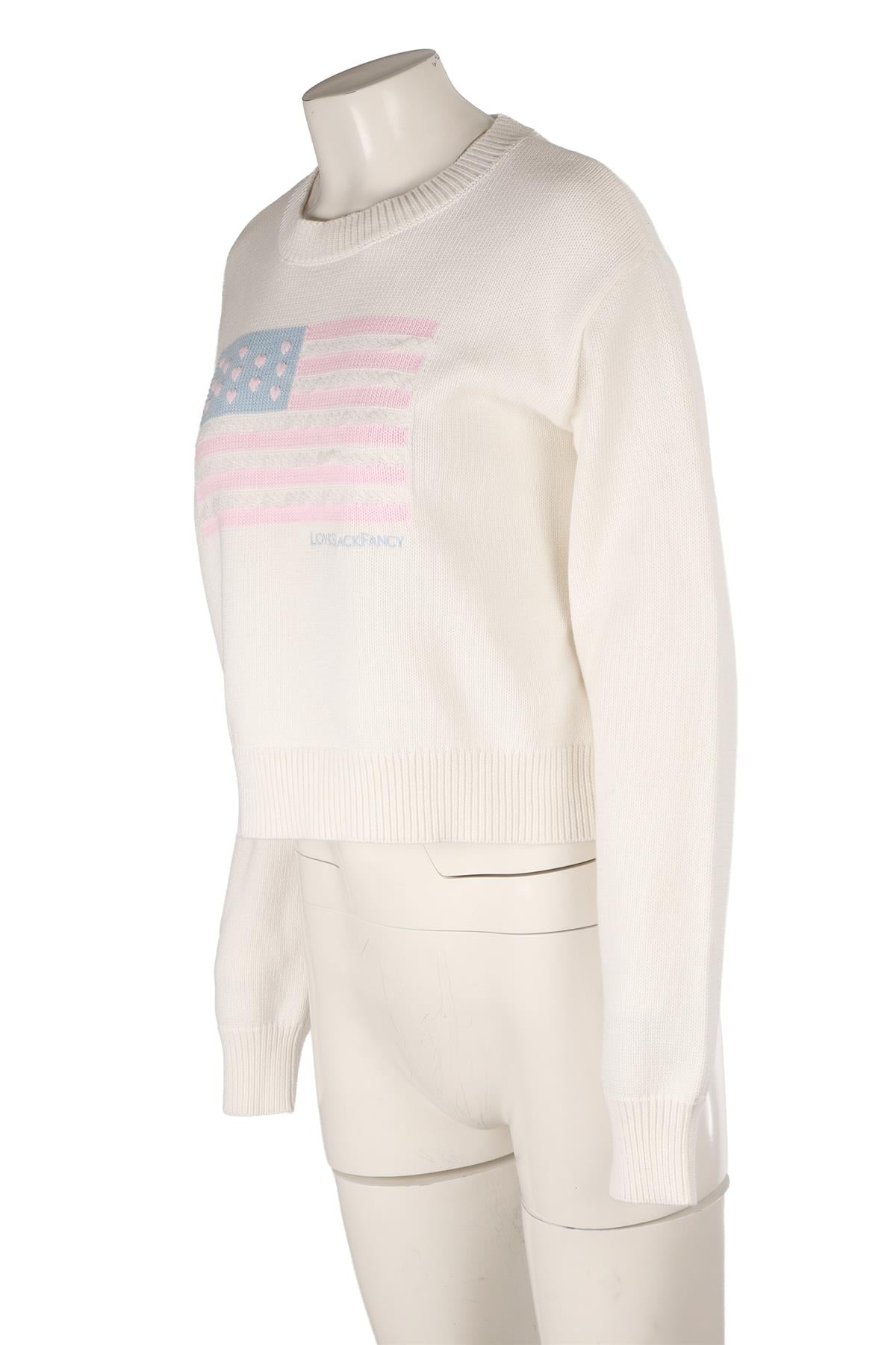 LOVESHACKFANCY WHITE COTTON SWEATER XXSMALL