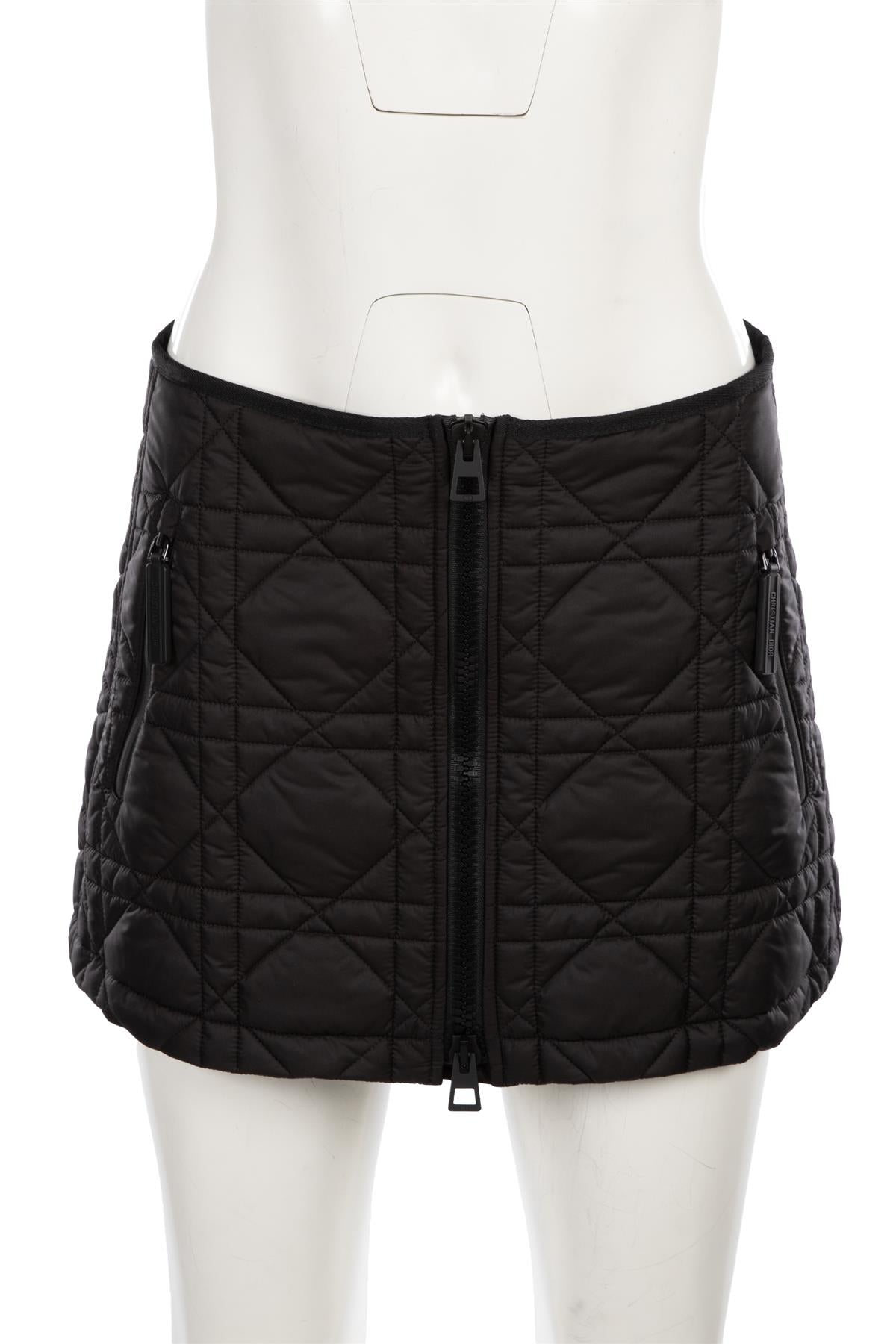 CHRISTIAN DIOR BLACK MACROCANNAGE NYLON MINI SKIRT FR 36 UK 8