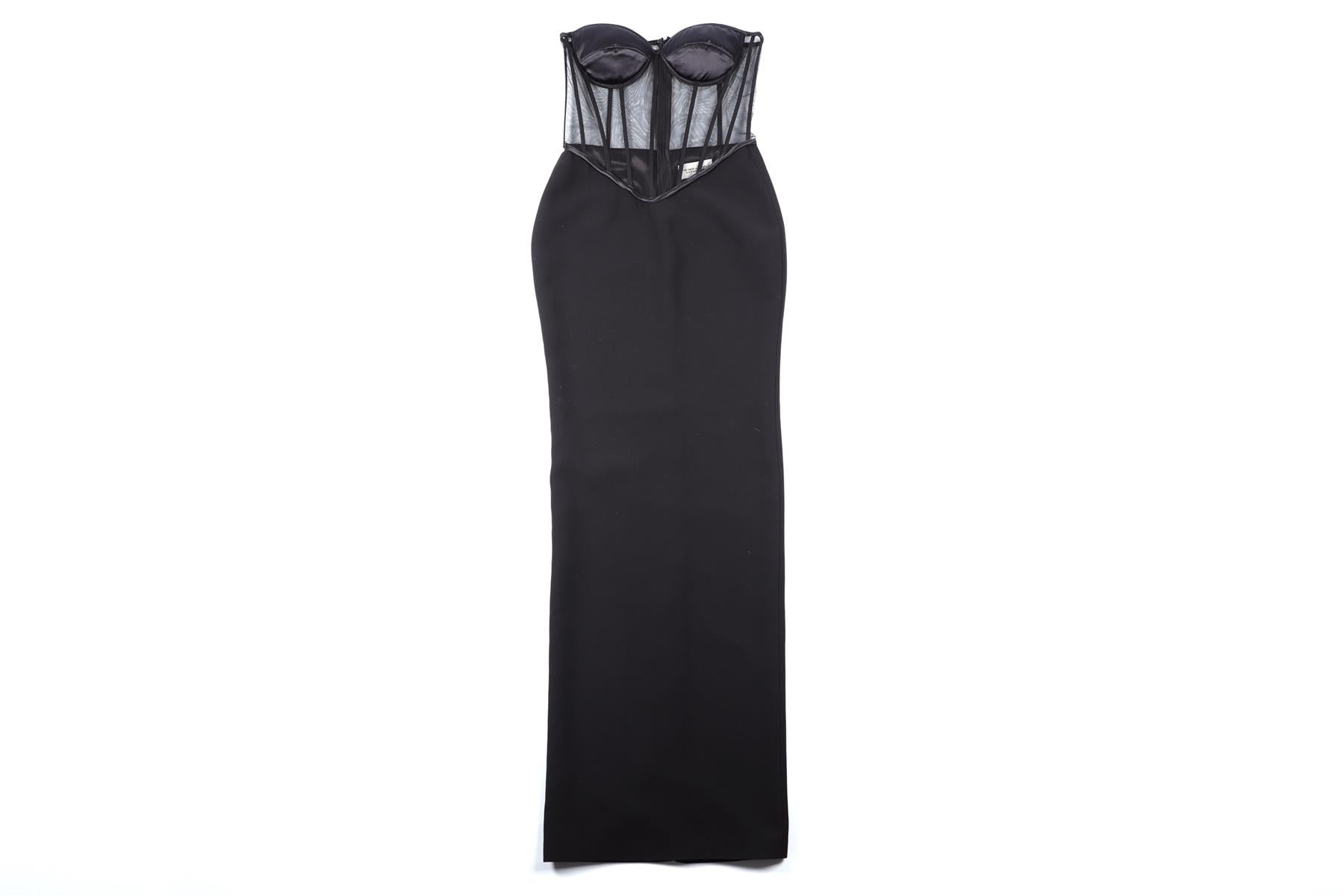 THE NEW ARRIVALS ILKYAZ OZEL BLACK CREPE MAXI DRESS FR 36 UK 8