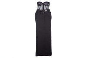 THE NEW ARRIVALS ILKYAZ OZEL BLACK CREPE MAXI DRESS FR 36 UK 8