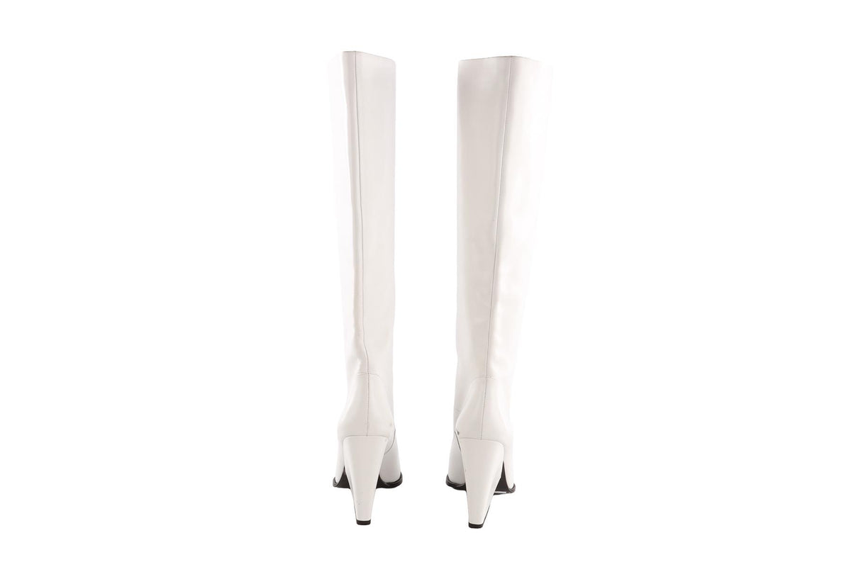 HUISHAN ZHANG WHITE LEATHER KNEE HIGH BOOTS EU 40 UK 7