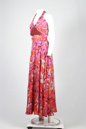 ETRO PINK SILK MAXI DRESS IT 46 UK 14