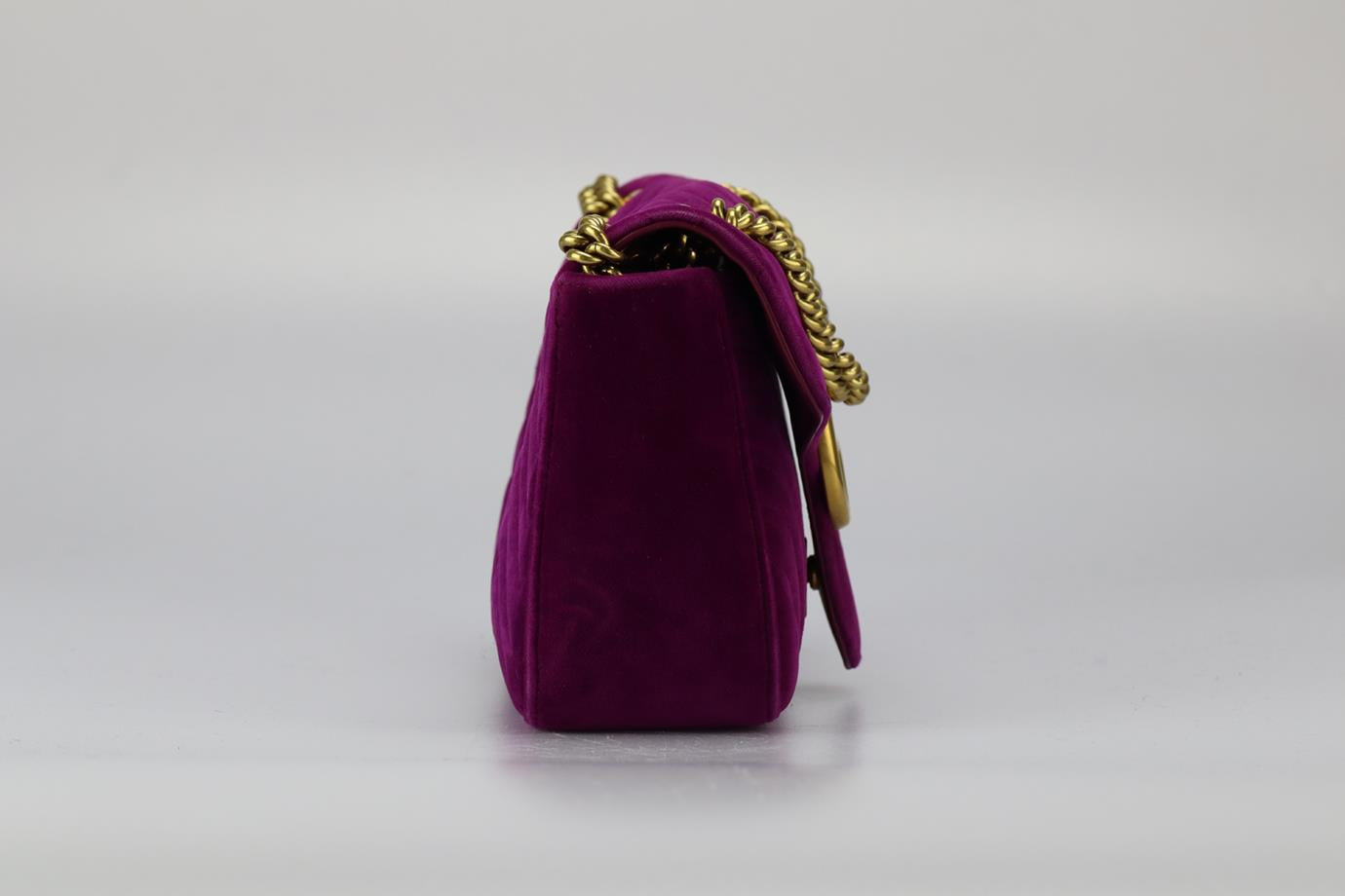 GUCCI GG MARMONT QUILTED VELVET SHOULDER BAG