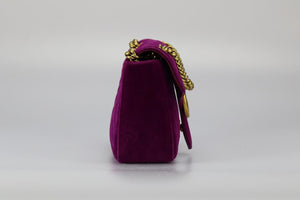 GUCCI GG MARMONT QUILTED VELVET SHOULDER BAG