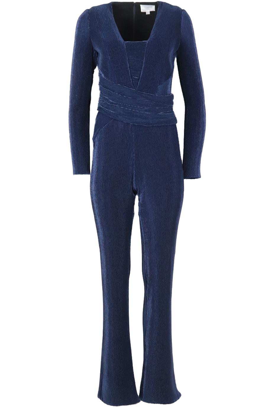 GALVAN LONDON PLUNGING PLISSÉ CREPE JUMPSUIT UK 8