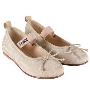 FENDI BEIGE KIDS GIRLS BALLET FLATS EU 28 UK 10 US 11