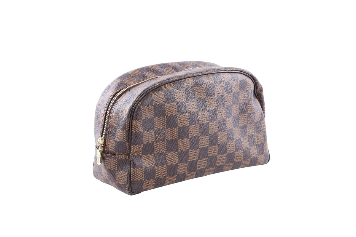 LOUIS VUITTON BROWN 2013 TROUSSE TOILETTE 25 DAMIER EBENE COSMETICS POUCH