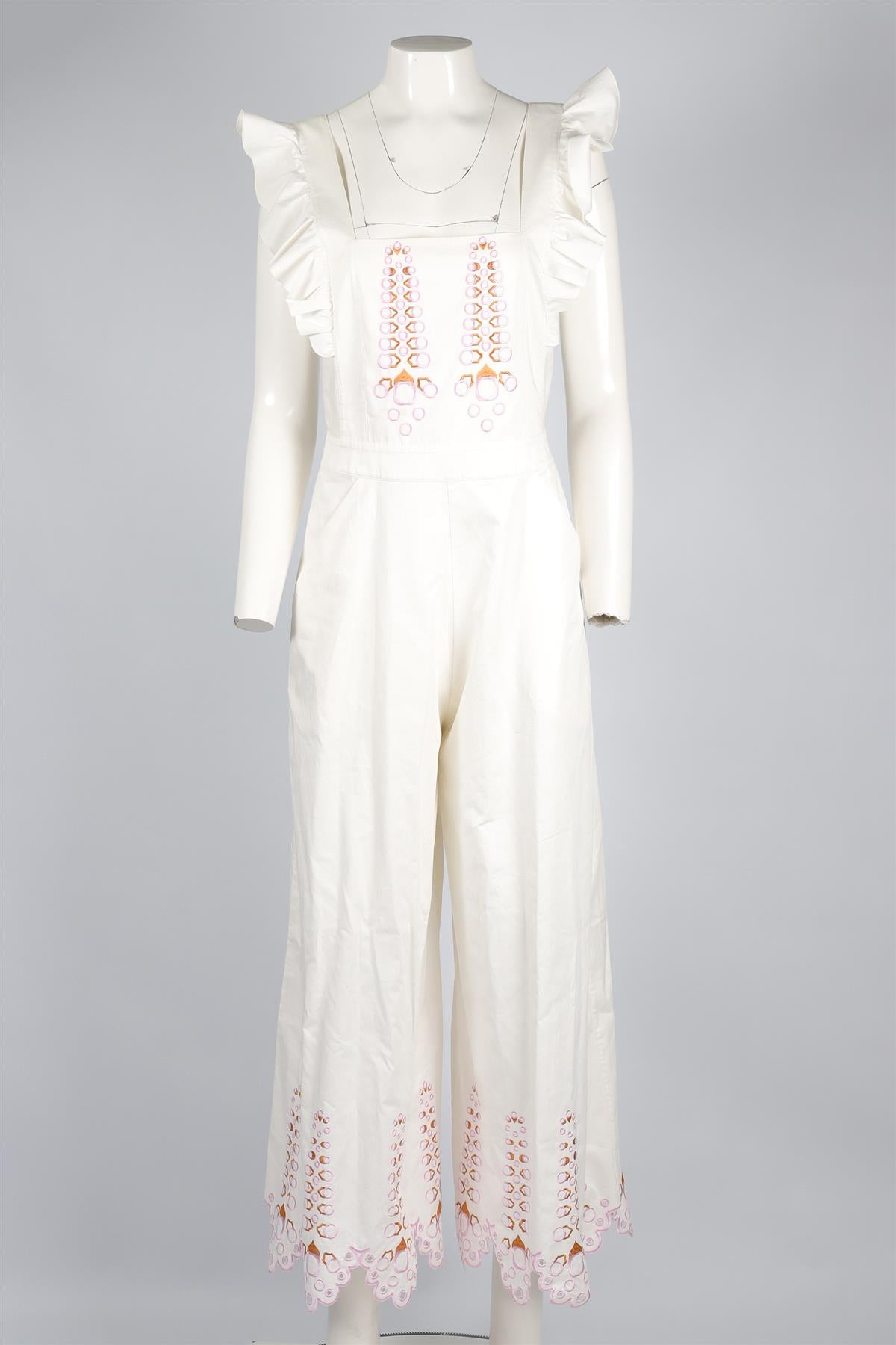 TEMPERLEY LONDON WHITE COTTON JUMPSUIT UK 10