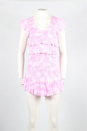 LOVESHACKFANCY PINK COTTON MINI DRESS SMALL