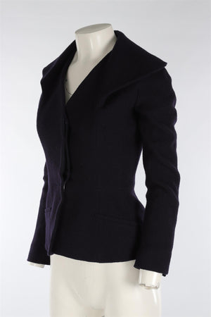 CHRISTIAN DIOR NAVY WOOL JACKET FR 36 UK 8