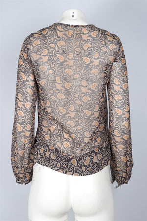 ISABEL MARANT ETOILE BROWN PATTERN VISOCSE SHIRT FR 34 UK 6