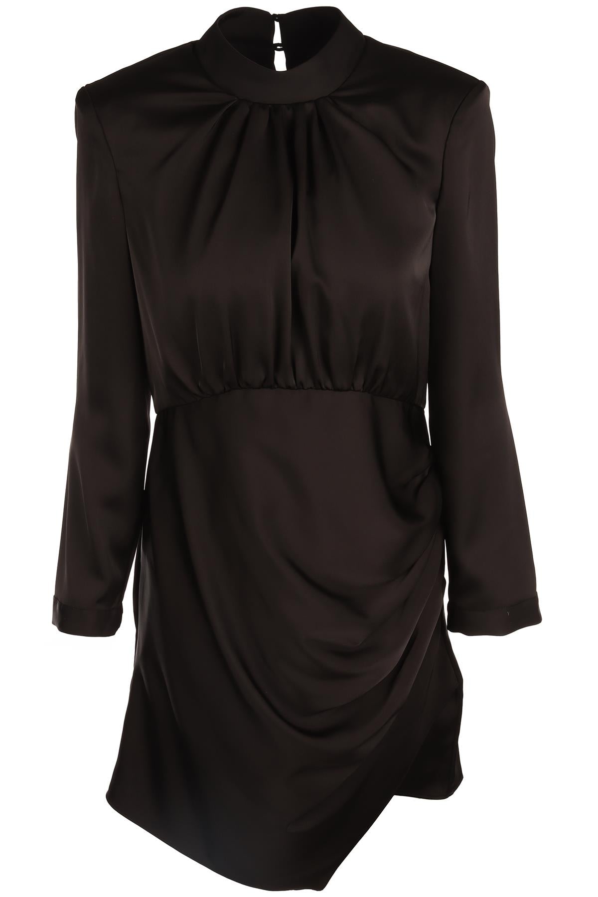 SELF PORTRAIT BLACK SATIN MINI DRESS UK 14