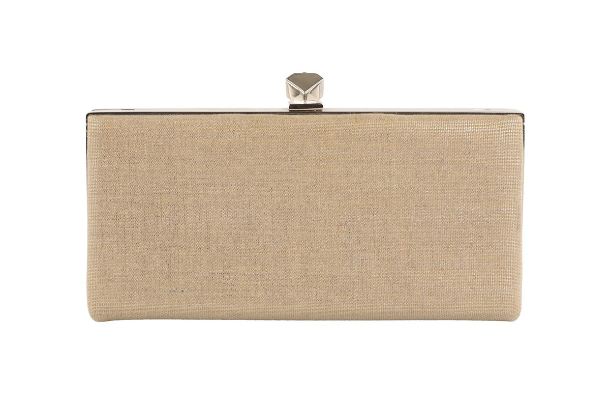 JIMMY CHOO GOLD CANVAS CLUTCH