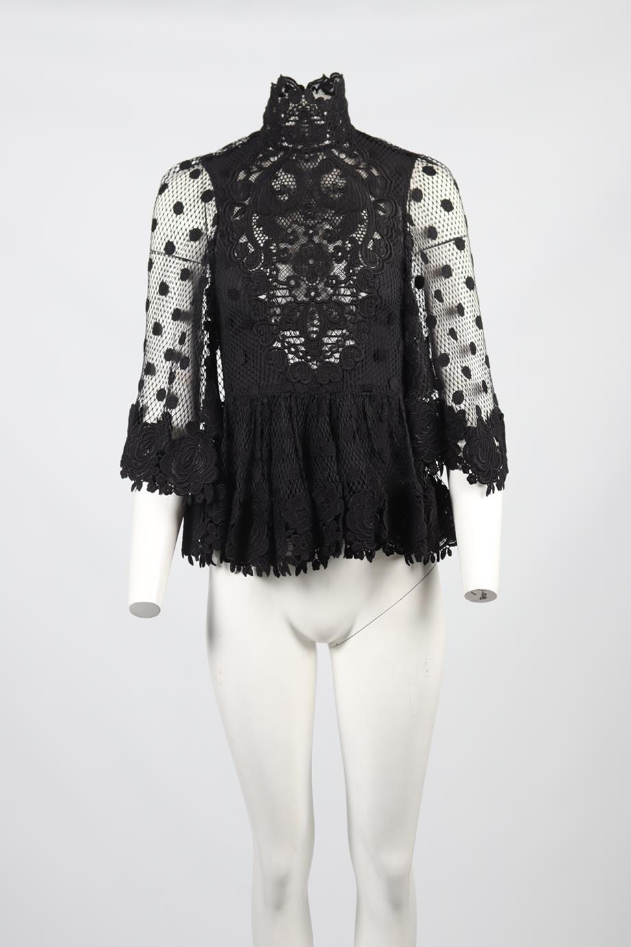 ELLIE SAAB LACE AND MESH TOP FR 36 UK 8