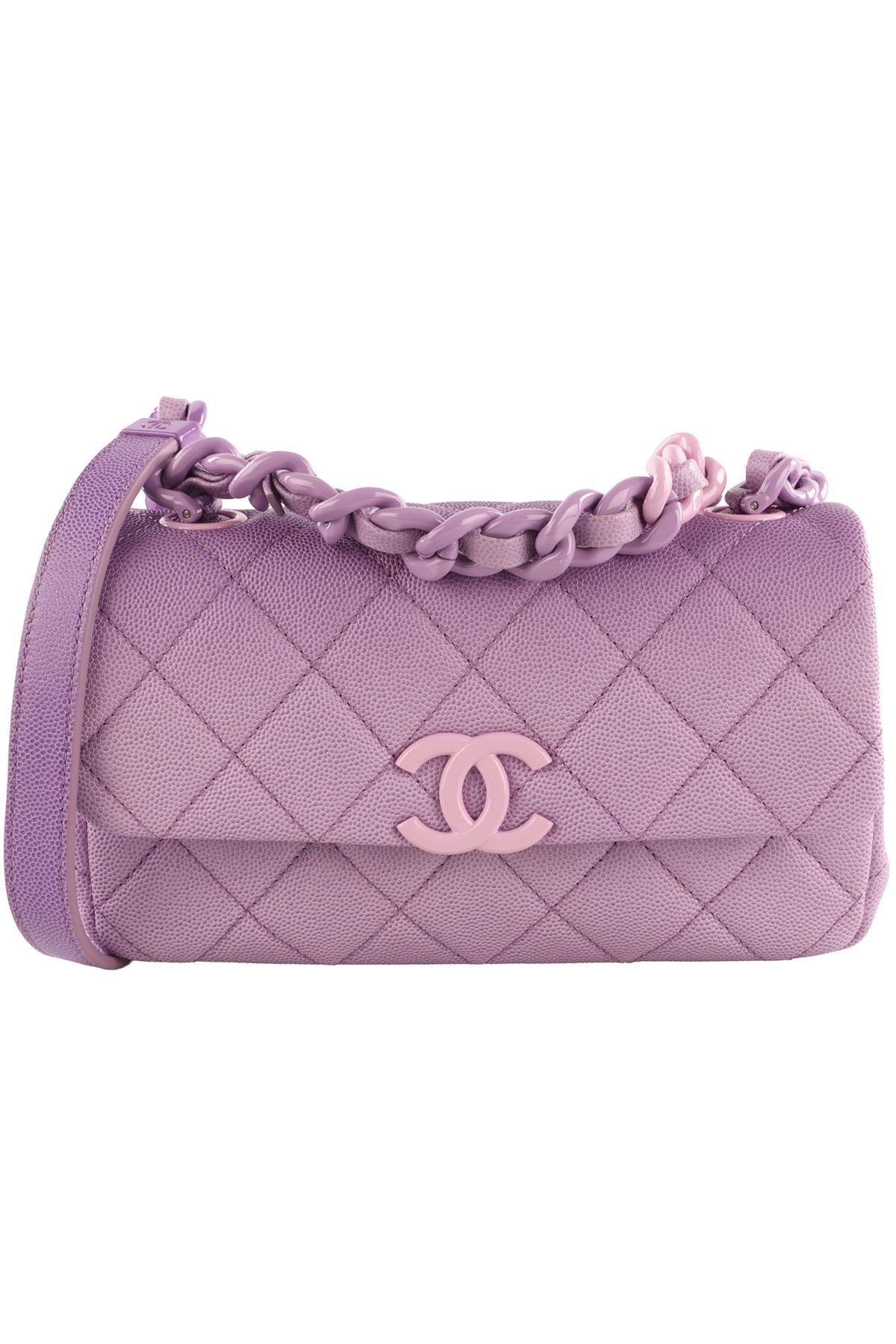 CHANEL PURPLE 2024 MY EVERYTHING FLAP SMALL QUILTED CAVIAR LEATHER SHOULDER BAG
