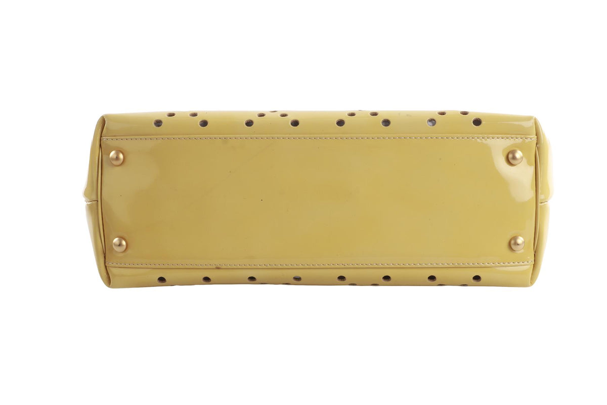 CHANEL YELLOW 2003-2004 CC PATENT LEATHER TOTE BAG