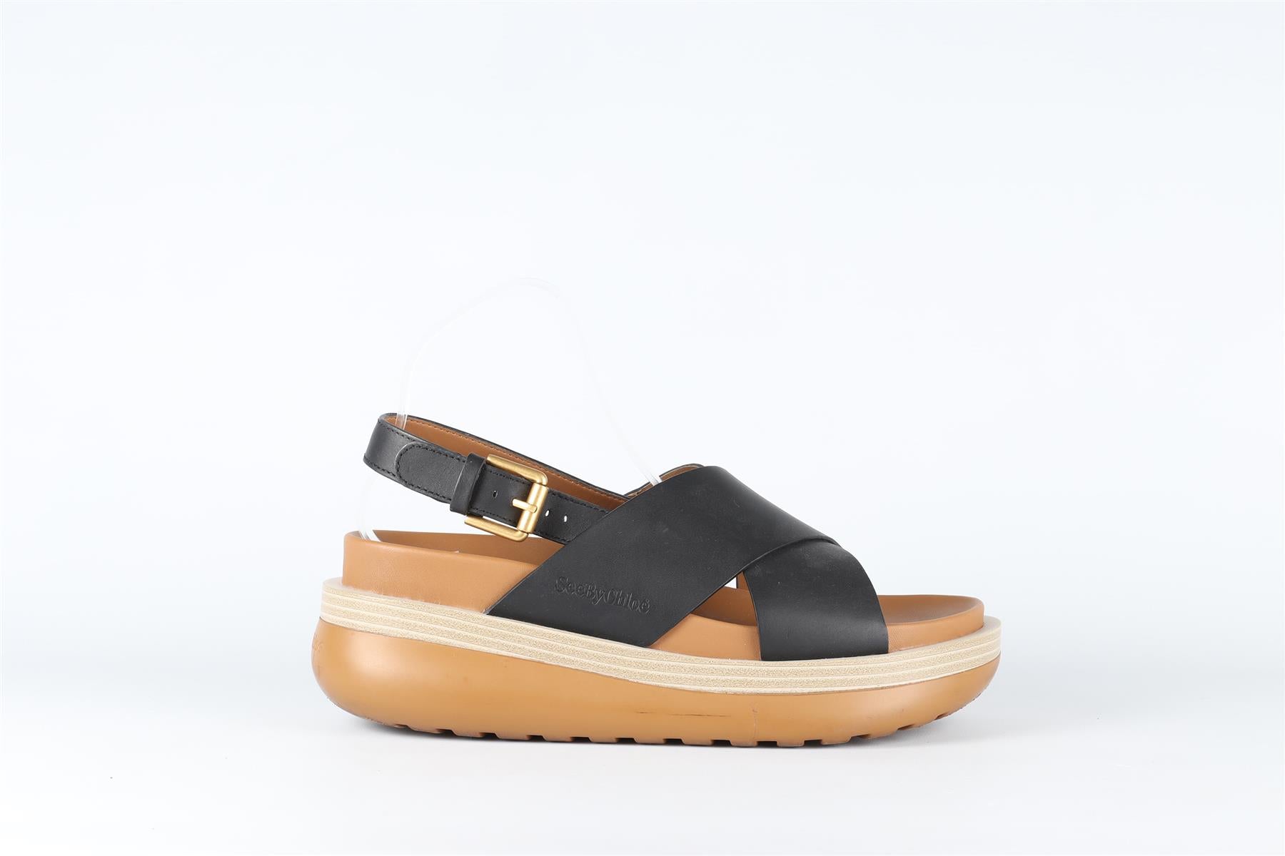 SEE BY CHLOÉ  BLACK LEATHER SANDALS EU 40 UK 7 US 10