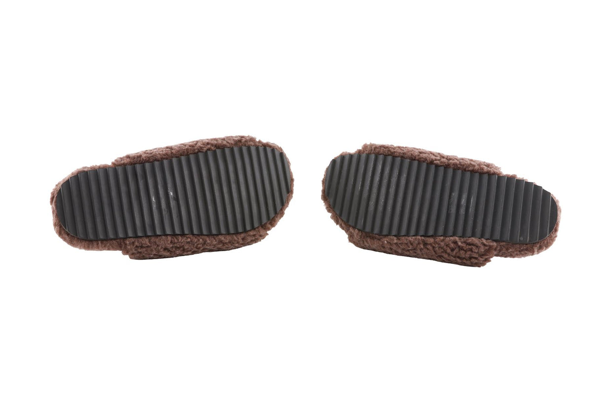 JAMES PERSE BROWN FAUX SHEARLING SANDALS EU 38 UK 5 US 8