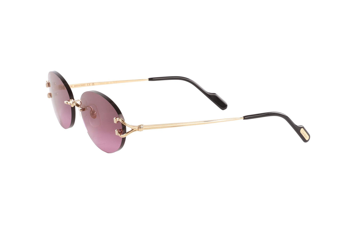 CARTIER PURPLE ROUND FRAME METAL SUNGLASSES