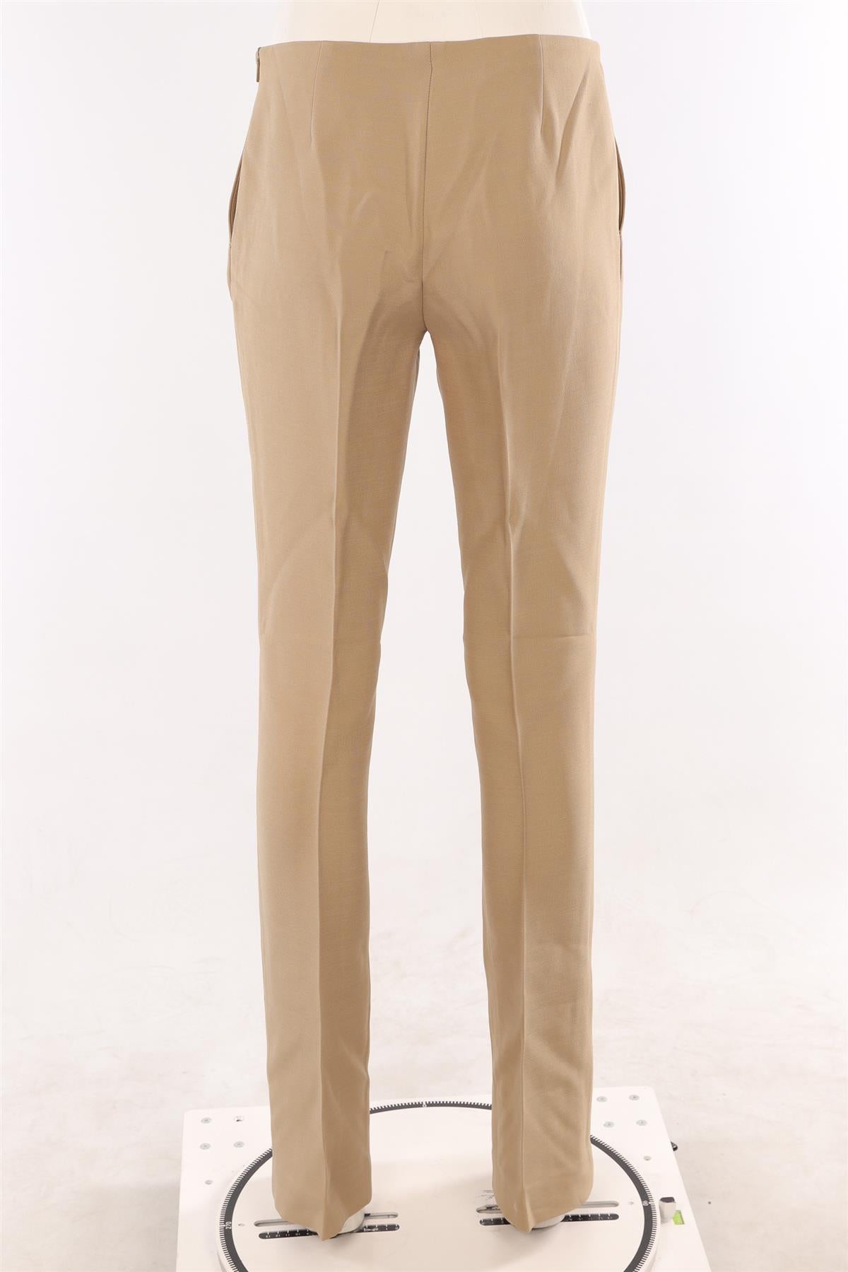 THE ROW BEIGE WOOL STRAIGHT LEG PANTS US 6 UK 10