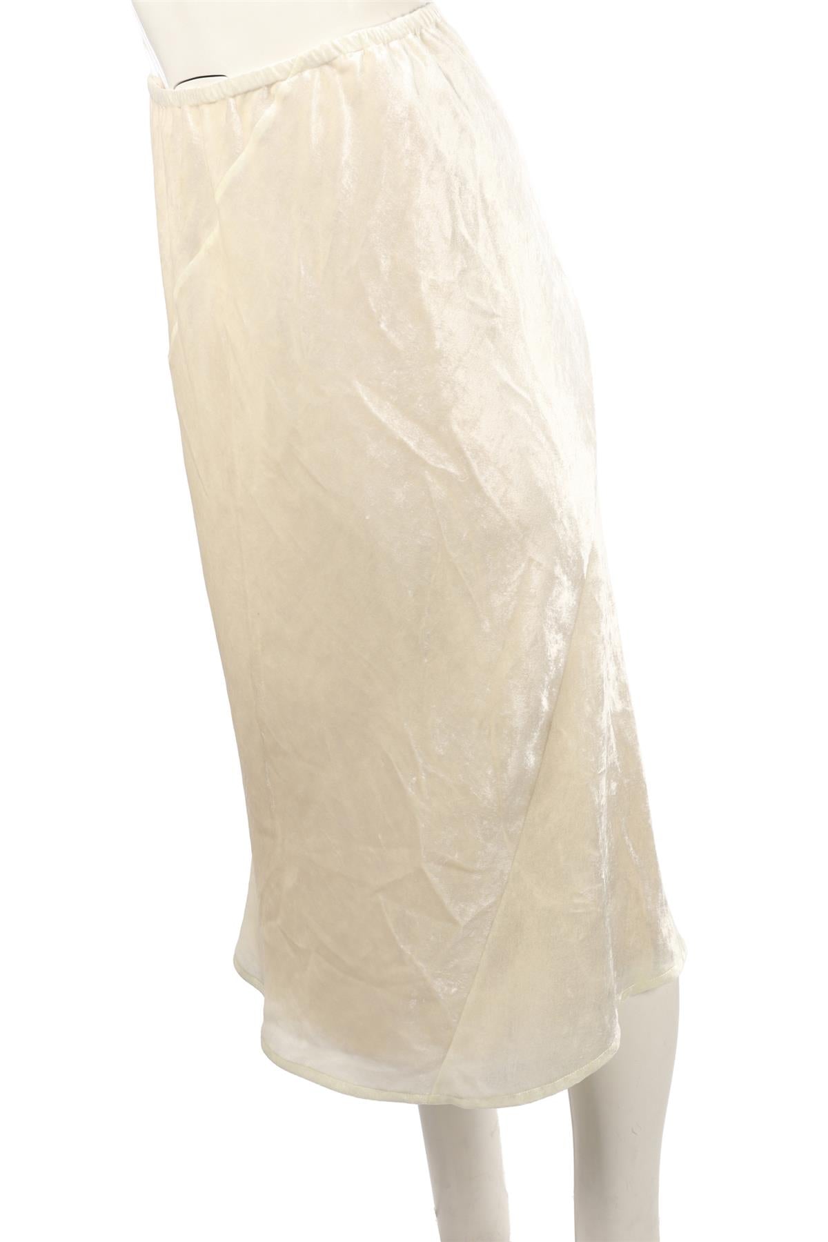 IVORY VELVET MIDI SKIRT