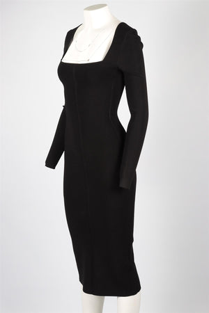 VB BODY BY VICTORIA BECKHAM BLACK KNIT MAXI DRESS UK 12