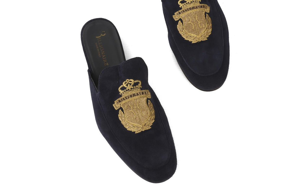 BILLIONAIRE NAVY MEN'S SUEDE MULES EU 42 UK 8 US 9