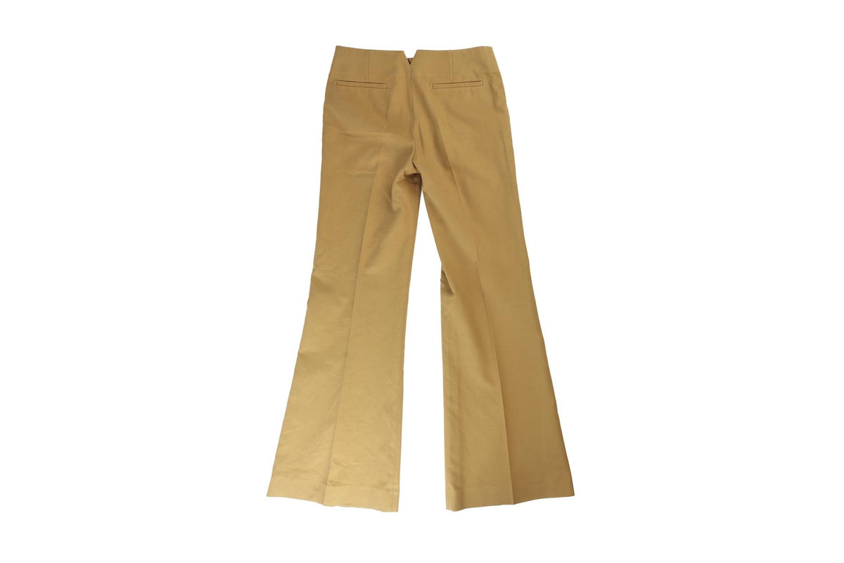 CHLOÉ TAN COTTON FLARED PANTS FR 36 UK 8