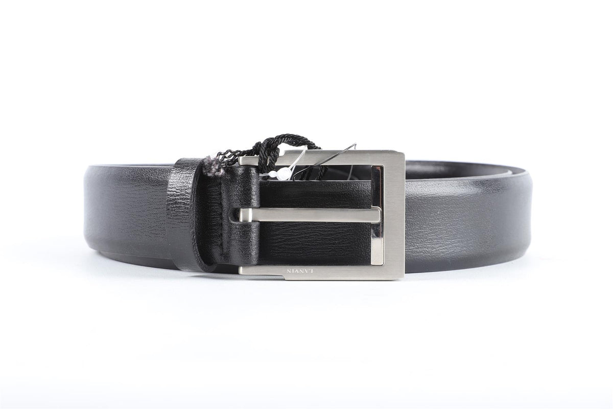 LANVIN BLACK MEN'S LEATHER BELT 105 CM